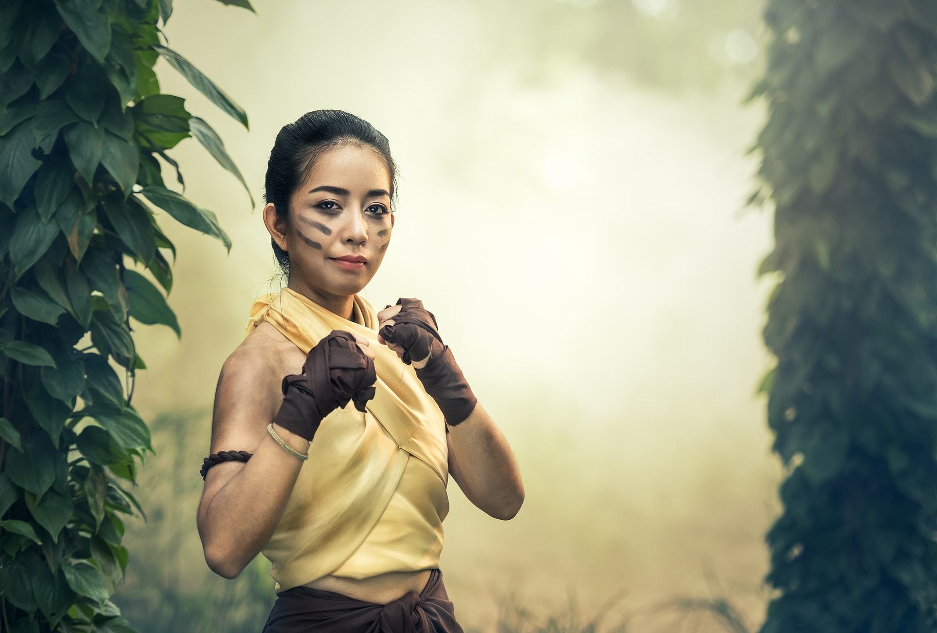 Eine thailändische Boxerin